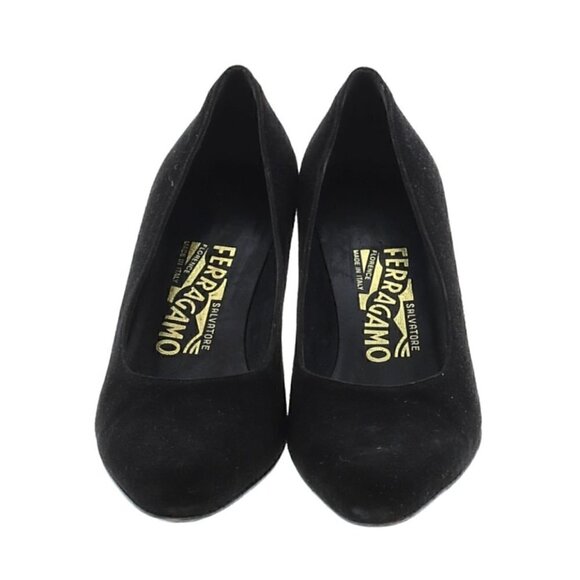 Salvatore Ferragamo Heels 7B Black Nero Suede Turtle Shell Brown - Picture 4 of 11